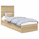 vidaXL Tárolós Ágy fejtámlával Sonoma tölgy 75 x 190 cm Faanyag