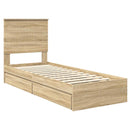 vidaXL Tárolós Ágy fejtámlával Sonoma tölgy 75 x 190 cm Faanyag