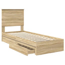 vidaXL Tárolós Ágy fejtámlával Sonoma tölgy 75 x 190 cm Faanyag