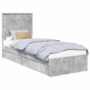 vidaXL Tárolós Ágy fejtámlával Beton Szürke 75 x 190 cm Faanyag