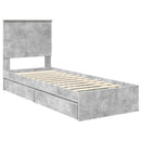 vidaXL Tárolós Ágy fejtámlával Beton Szürke 75 x 190 cm Faanyag