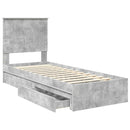vidaXL Tárolós Ágy fejtámlával Beton Szürke 75 x 190 cm Faanyag