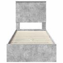 vidaXL Tárolós Ágy fejtámlával Beton Szürke 75 x 190 cm Faanyag