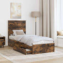 vidaXL Tárolós Ágy fejtámlával Füstölt tölgy 75 x 190 cm Faanyag
