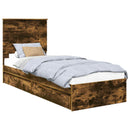 vidaXL Tárolós Ágy fejtámlával Füstölt tölgy 75 x 190 cm Faanyag