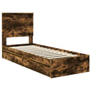 vidaXL Tárolós Ágy fejtámlával Füstölt tölgy 75 x 190 cm Faanyag