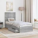 vidaXL Tárolós Ágy fejtámlával Szürke Sonoma 75 x 190 cm Faanyag