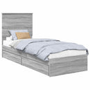 vidaXL Tárolós Ágy fejtámlával Szürke Sonoma 75 x 190 cm Faanyag