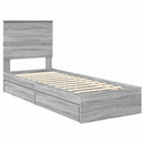 vidaXL Tárolós Ágy fejtámlával Szürke Sonoma 75 x 190 cm Faanyag
