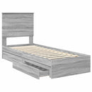 vidaXL Tárolós Ágy fejtámlával Szürke Sonoma 75 x 190 cm Faanyag