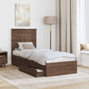 vidaXL Tárolós Ágy fejtámlával fiókkal Barna Tölgy 75 x 190 cm Faanyag