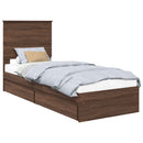 vidaXL Tárolós Ágy fejtámlával fiókkal Barna Tölgy 75 x 190 cm Faanyag