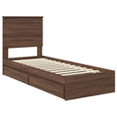 vidaXL Tárolós Ágy fejtámlával fiókkal Barna Tölgy 75 x 190 cm Faanyag