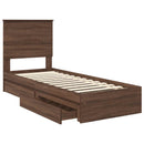 vidaXL Tárolós Ágy fejtámlával fiókkal Barna Tölgy 75 x 190 cm Faanyag
