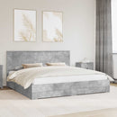 vidaXL Ágykeret fejtámlával fiókkal Beton Szürke 200 x 200 cm Faanyag