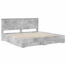 vidaXL Ágykeret fejtámlával fiókkal Beton Szürke 200 x 200 cm Faanyag