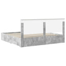 vidaXL Ágykeret fejtámlával fiókkal Beton Szürke 200 x 200 cm Faanyag