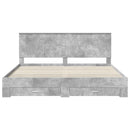 vidaXL Ágykeret fejtámlával fiókkal Beton Szürke 200 x 200 cm Faanyag