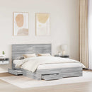 vidaXL Ágykeret fejtámlával fiókkal Szürke Sonoma 160 x 200 cm Faanyag