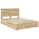 vidaXL Ágykeret fejtámlával fiókkal Sonoma tölgy 140 x 190 cm Faanyag