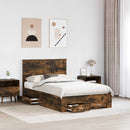 vidaXL Ágykeret fejtámlával fiókkal Füstölt tölgy 120 x 190 cm Faanyag