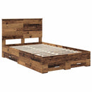 vidaXL Ágykeret fejtámlával fiókkal Öreg fa 120 x 190 cm Faanyag