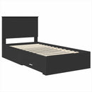 vidaXL Ágykeret fejtámlával Fekete és Ezüst 90 x 200 cm Faanyag