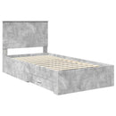 vidaXL Ágykeret fejtámlával fiókkal Beton Szürke 100 x 200 cm Faanyag