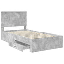 vidaXL Ágykeret fejtámlával fiókkal Beton Szürke 100 x 200 cm Faanyag