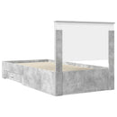 vidaXL Ágykeret fejtámlával fiókkal Beton Szürke 100 x 200 cm Faanyag