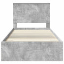 vidaXL Ágykeret fejtámlával fiókkal Beton Szürke 100 x 200 cm Faanyag