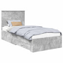 vidaXL Ágykeret fejtámlával fiókkal Beton Szürke 90 x 200 cm Faanyag