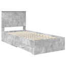 vidaXL Ágykeret fejtámlával fiókkal Beton Szürke 90 x 200 cm Faanyag