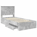 vidaXL Ágykeret fejtámlával fiókkal Beton Szürke 90 x 200 cm Faanyag