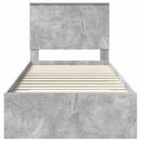 vidaXL Ágykeret fejtámlával fiókkal Beton Szürke 90 x 200 cm Faanyag