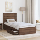 vidaXL Ágykeret fejtámlával Barna tölgy és ezüst 90 x 190 cm Faanyag