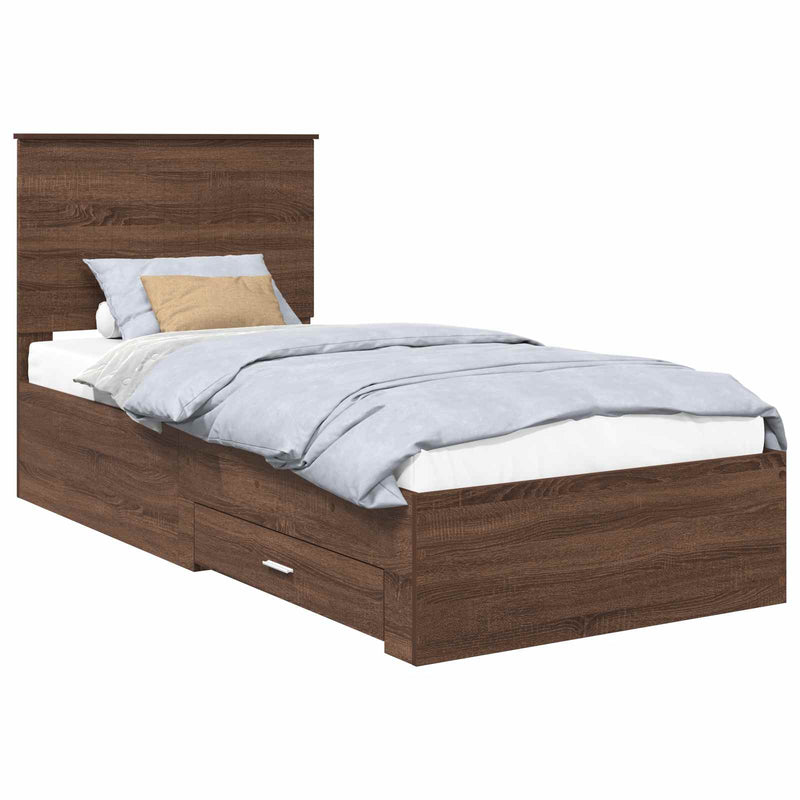 vidaXL Ágykeret fejtámlával Barna tölgy és ezüst 90 x 190 cm Faanyag