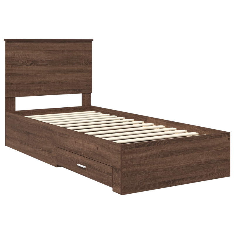 vidaXL Ágykeret fejtámlával Barna tölgy és ezüst 90 x 190 cm Faanyag