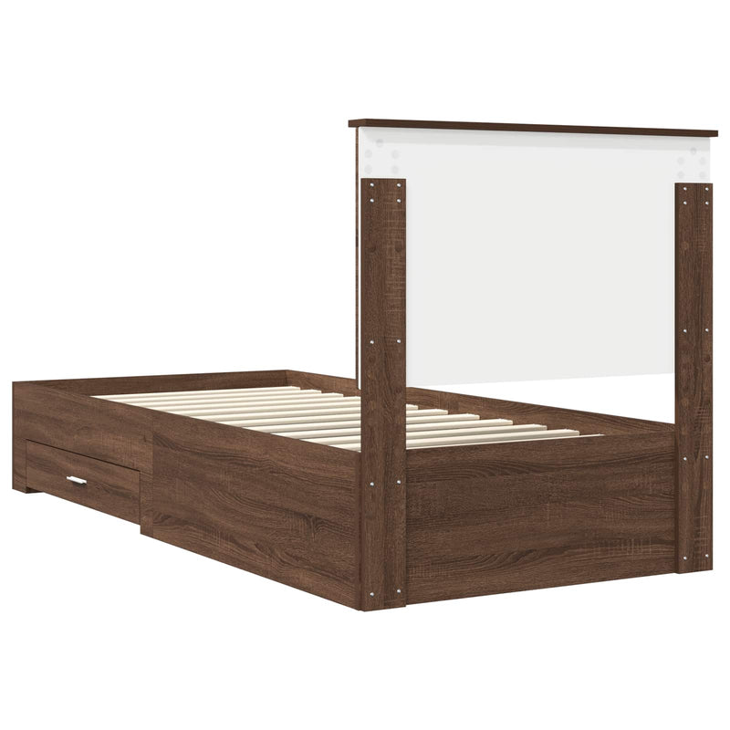 vidaXL Ágykeret fejtámlával Barna tölgy és ezüst 90 x 190 cm Faanyag