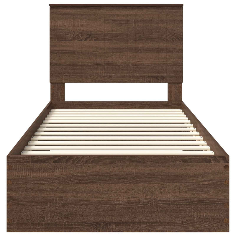 vidaXL Ágykeret fejtámlával Barna tölgy és ezüst 90 x 190 cm Faanyag