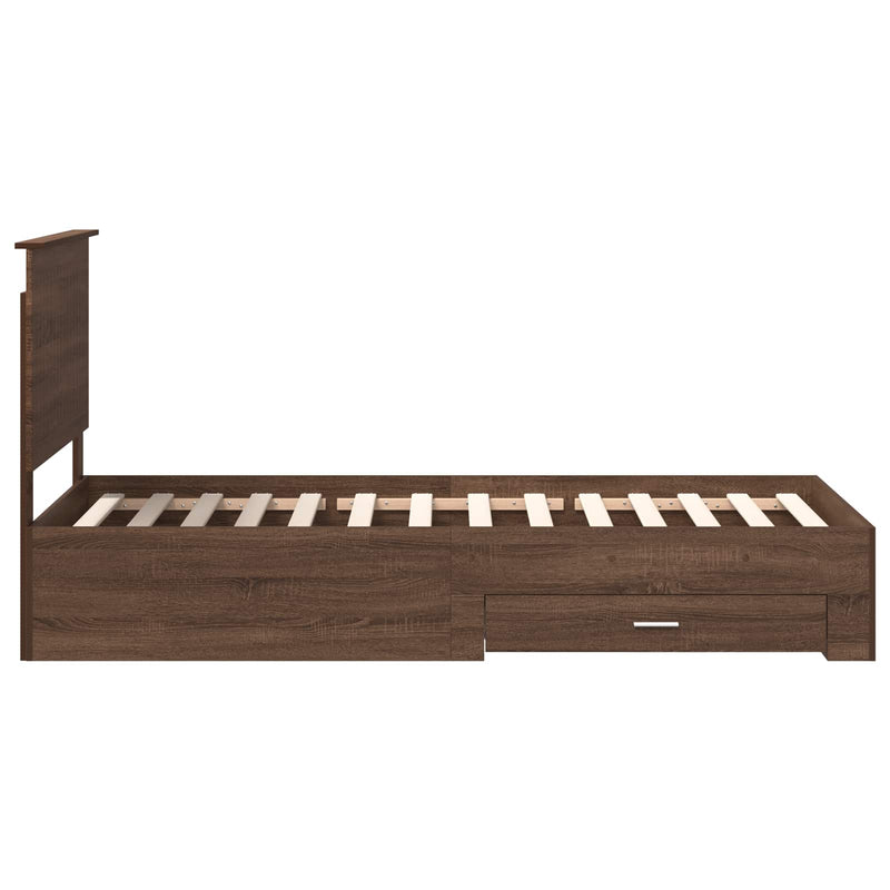 vidaXL Ágykeret fejtámlával Barna tölgy és ezüst 90 x 190 cm Faanyag