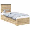 vidaXL Ágykeret fejtámlával Sonoma tölgy és ezüst 70 x 190 cm Faanyag