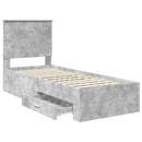 vidaXL Ágykeret fejtámlával Beton szürke és ezüst 70 x 190 cm Faanyag