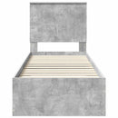 vidaXL Ágykeret fejtámlával Beton szürke és ezüst 70 x 190 cm Faanyag