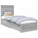 vidaXL Ágykeret fejtámlával Szürke Sonoma és ezüst 70 x 190 cm Faanyag