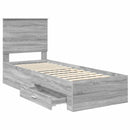 vidaXL Ágykeret fejtámlával Szürke Sonoma és ezüst 70 x 190 cm Faanyag