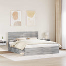 vidaXL Ágykeret fejtámlával Szürke Sonoma 200 x 200 cm Tömör fenyőfa