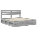vidaXL Ágykeret fejtámlával Szürke Sonoma 200 x 200 cm Tömör fenyőfa