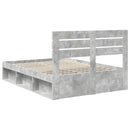 vidaXL Ágykeret fejtámlával Beton Szürke 150 x 200 cm Tömör fenyőfa