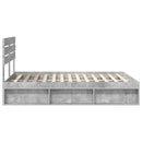 vidaXL Ágykeret fejtámlával Beton Szürke 150 x 200 cm Tömör fenyőfa